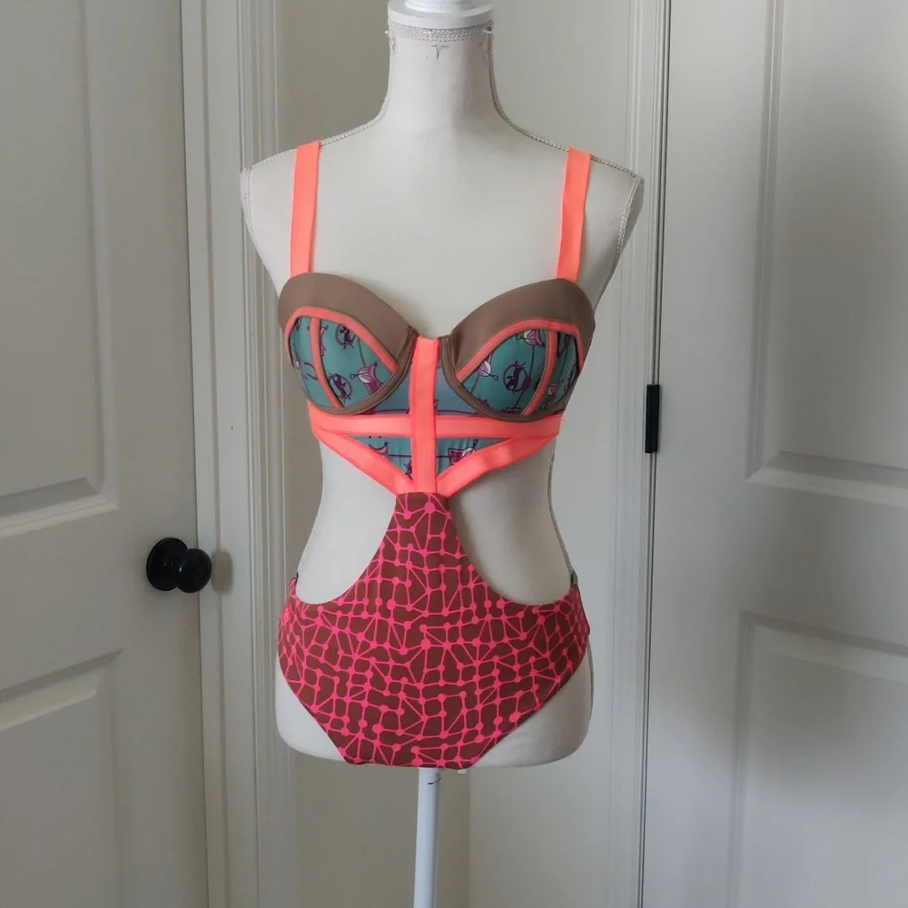 Maaji Citrus Award One-piece Swimsuit Cut Out Colorful Women's - Picture 7 of 16